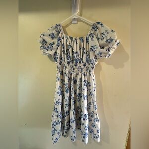Chic Blue Floral Kids Dress